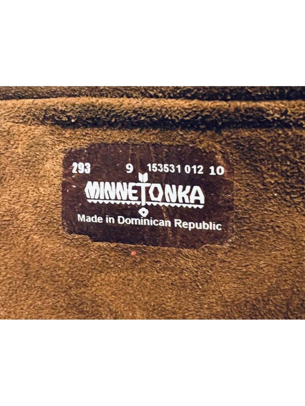 Minnetonka Dusty Brown Suede Concho Fringe High Top Back Zip Moccasin Boots 9 - Picture 8 of 8